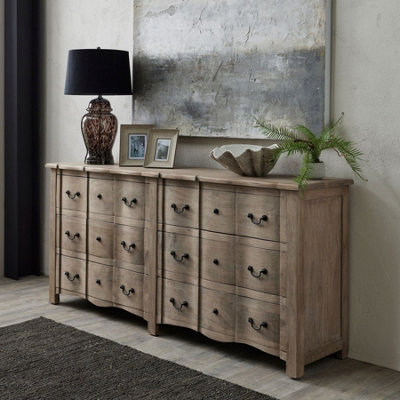 Wyld Haus Montagnac Mid-Century Grey Double 12-Drawer Chest from B&Q