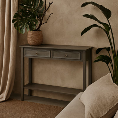 Wyld Haus Laurelbrook Two-Drawer Console Table With Bottom ShelfGrey from B&Q