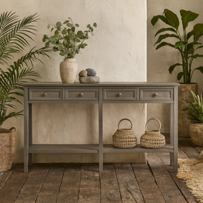 Wyld Haus Laurelbrook Four Drawer Console Table With Bottom ShelfGrey1600mm from B&Q