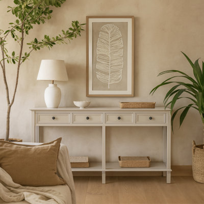 Wyld Haus Rochemaure 4-Drawer White Console Table With Bottom Shelf from B&Q