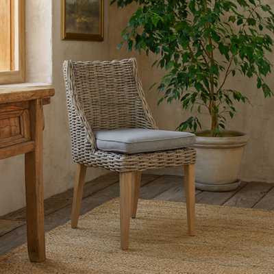 Wyld Haus Sardinia Grey Wicker Outdoor Dining Chair With Cushioned Seat from B&Q