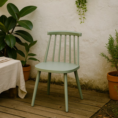 Wyld Haus Bruniquel French Grey Scandinavian Plastic Chair With Spindle Backrest from B&Q
