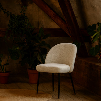Wyld Haus Montsoreau Upholstered White Curved Backrest Dining Chair from B&Q