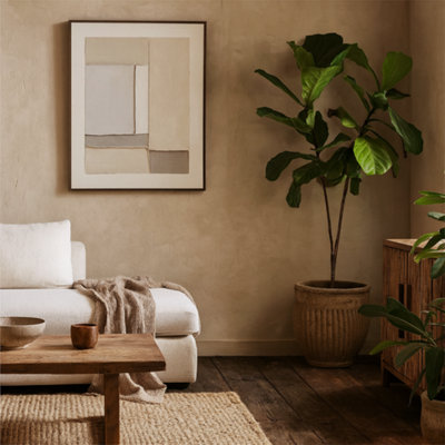 Wyld Haus Chalaronne Framed Vertical Layered Geometric Canvas ArtSoft Neutral TonesMedium from B&Q