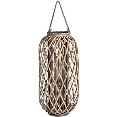 Wyld Haus Large Standing Wicker Lantern 700mm Tall from B&Q