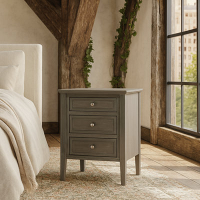 Wyld Haus Laurelbrook Three Drawer Wooden Bedside Table from B&Q