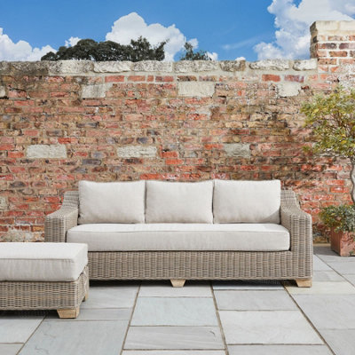 Wyld Haus Thai Grey Wicker Outdoor Three Seater Sofa from B&Q