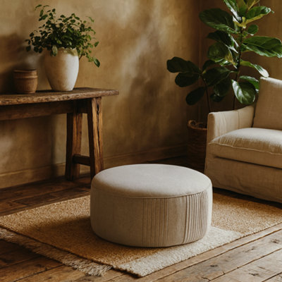 Wyld Haus Sandstone Swivel Ottoman In Oatmeal Twill from B&Q