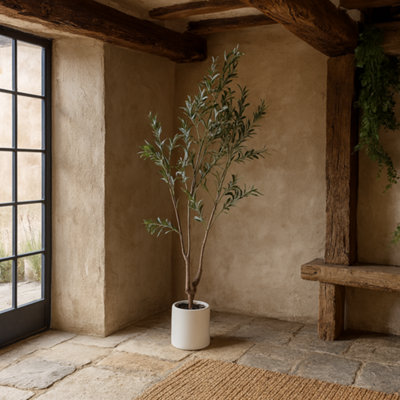 Wyld Haus 210Cm Artificial Olive Tree In White Ceramic Pot from B&Q