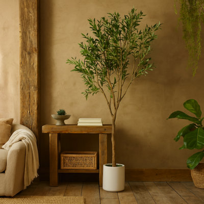 Wyld Haus 240Cm Extra-Large Mediterranean Artificial Olive Tree With White Pot from B&Q