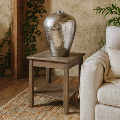Wyld Haus 570mm Tall Hammered Silver Ceramic VaseIndustrial-Chic Decorative Vessel from B&Q