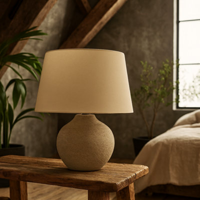 Wyld Haus Mediterranean Inspired Natural Ceramic Table Lamp With Cream Shade from B&Q