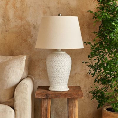 Wyld Haus Bloomvale Woven Ceramic Table Lamp With Linen Shade700mm from B&Q