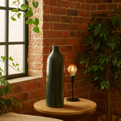 Wyld Haus Bloomwood Grey Glazed Tall Ceramic Vase Narrow Neck Crackle Finish from B&Q