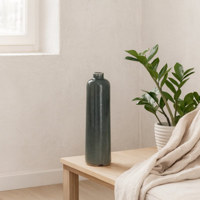 Wyld Haus Bloomwood Grey Glazed Tall Ceramic Vase Crackle Effect 500mm from B&Q