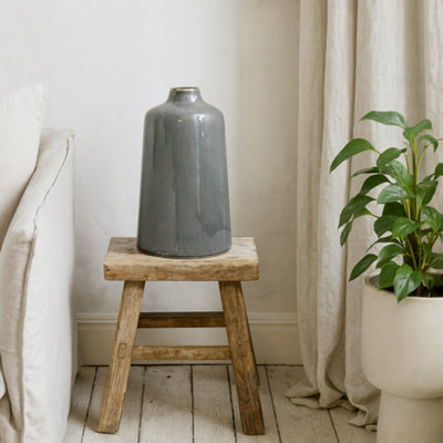 Wyld Haus Bloomwood Grey Glazed Round Bottle Ceramic Vase Crackle Effect280 X 180 mm from B&Q