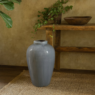 Wyld Haus Bloomwood Tall Grey Glazed Ceramic Vase With Crackle Effect 570mm from B&Q