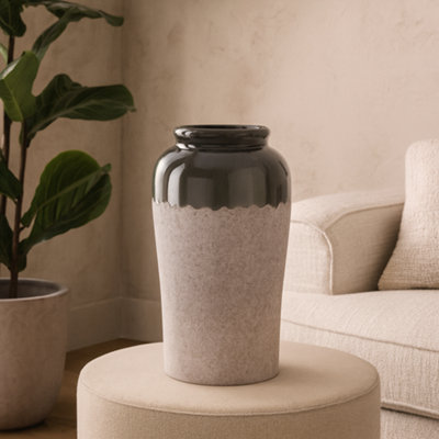 Wyld Haus Meadowthorn Grey Ombre Glazed Ceramic Floor Vase 380mm from B&Q