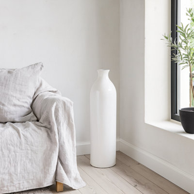 Wyld Haus 50Cm Sagebloom Crackle-Glazed Tall Ceramic Bottle Vase In Soft Cream from B&Q