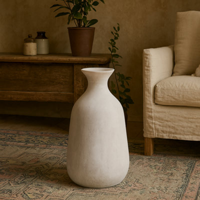 Wyld Haus Terra Ople White Textured Stoneware Bottle Vase 13Cm from B&Q