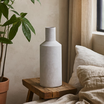 Wyld Haus Terra White Stoneware Textured Bottle Ceramic Vase 350mm from B&Q