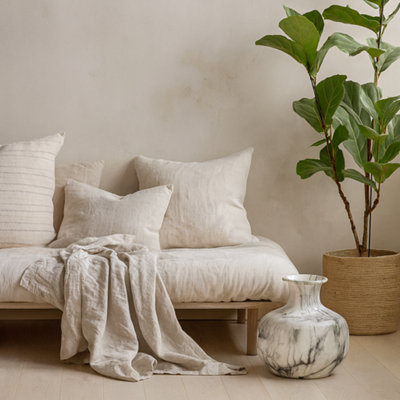 Wyld Haus Marble Glaze Squat Ceramic VaseHand-Dipped Unique FinishWhite240 X 260 mm from B&Q