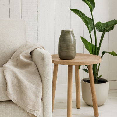 Wyld Haus Sagebloom Large Grey Glazed Ceramic Short Bottle Vase Crackle Effect from B&Q