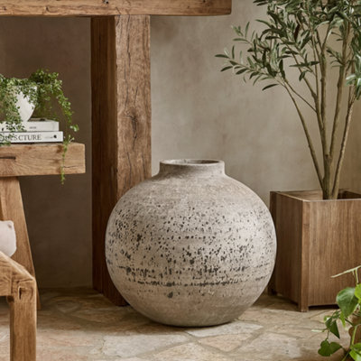 Wyld Haus Sunvale Large Weathered Stoneware Ceramic VaseCrackled Matt Finish 360mm from B&Q