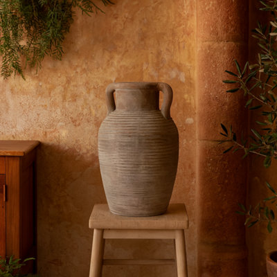 Wyld Haus Siena Amphora Tall Stoneware Vase With HandlesSoft Brown from B&Q