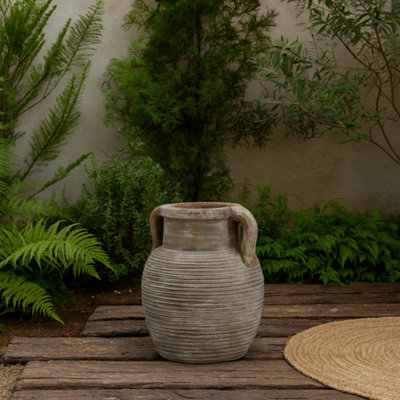 Wyld Haus Meadowhaze Stoneware Amphora Vase In Soft Brown With Handles from B&Q