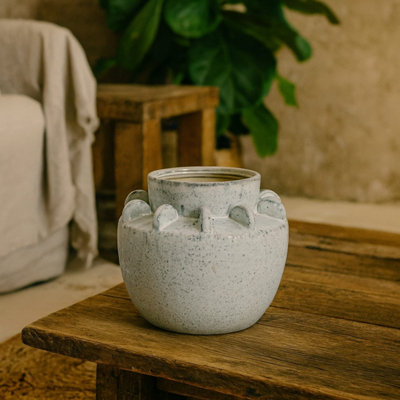 Wyld Haus White Bloom Medium Hydria Ceramic Flower Vase - Image 3