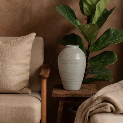Wyld Haus Terravine White Medium Olpe Ceramic Vase With Textured Finish from B&Q