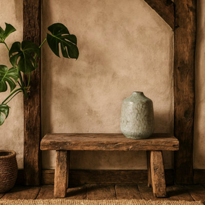 Wyld Haus Kala Rustic Ceramic Short Bottle Vase With Mottled Grey-Blue Glaze 300mm from B&Q