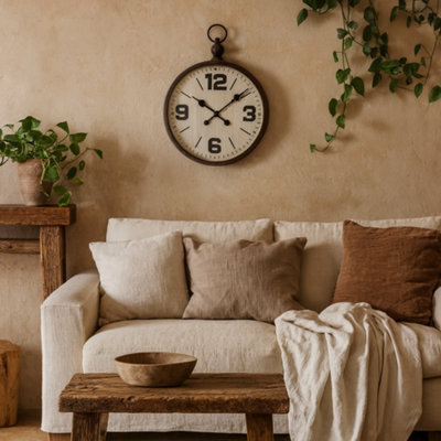 Wyld Haus Vintage Pocket Watch Style Wall Clock With Distressed Metal Frame from B&Q