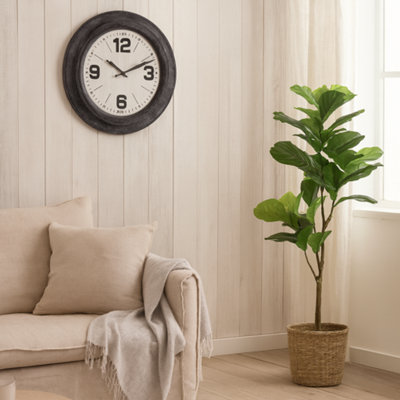 Wyld Haus 45Cm Industrial Distressed Black Framed Wall Clock from B&Q