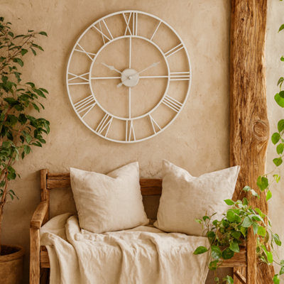 Wyld Haus Minimalist White Metal Open Frame Wall Clock With Roman Numerals from B&Q