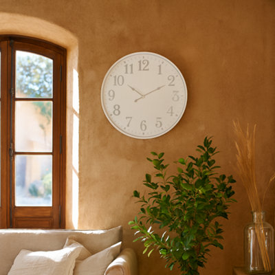 Wyld Haus Minimalist Large 80Cm White Wall Clock With Bold Grey Numbers And Modern Frame from B&Q