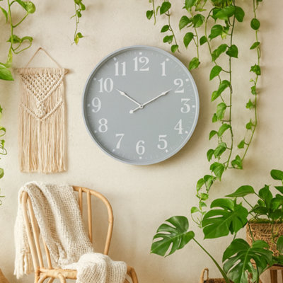 Wyld Haus Grey Minimalist 490mm Metal Wall Clock With White Numerals from B&Q