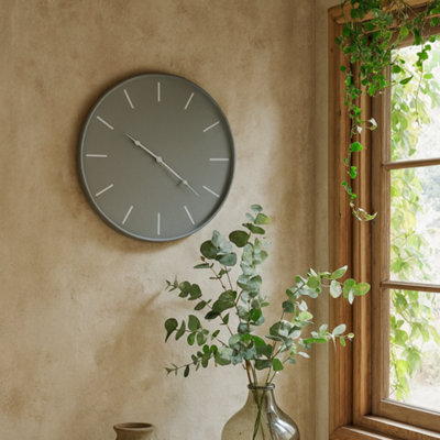 Wyld Haus Large Minimalist Grey Metal Wall Clock 800mm from B&Q