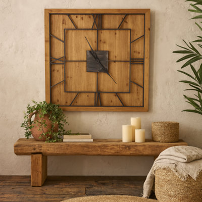 Wyld Haus Rustic Square Wall Clock With Roman Numerals 600mm from B&Q