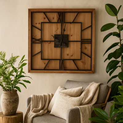 Wyld Haus 90Cm Square Rustic Wall Clock With Roman Numerals from B&Q