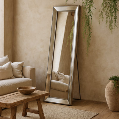 Wyld Haus Tall Antiqued Gold Framed Full-Length Standing Mirror from B&Q