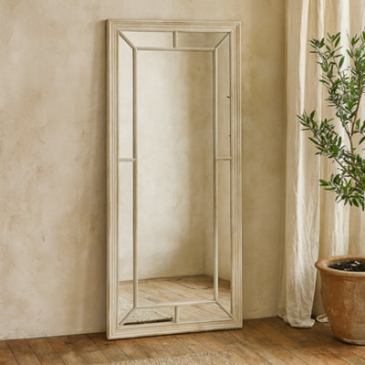 Wyld Haus Large Whitewashed Wood Windowpane Framed Wall Mirror 1000 X 2000 mm from B&Q