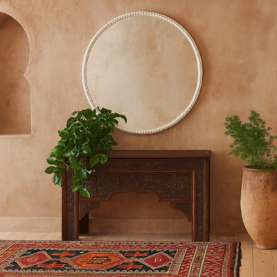 Rackhams White Beaded Round Wall Mirror - Image 3