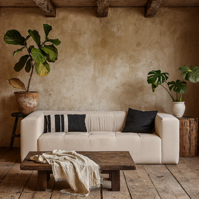 Wyld Haus Tibet Cosy 3-Seater Sofa In Natural Linen Fabric from B&Q