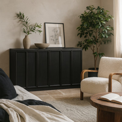 Wyld Haus Dali Black Wood 4 Panelled Door Sideboard from B&Q