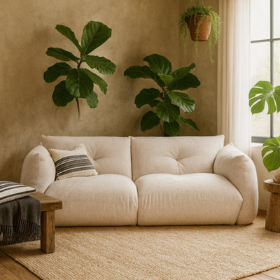 Wyld Haus Camden Cosy Natural Fabric 3-Seater Sofa from B&Q