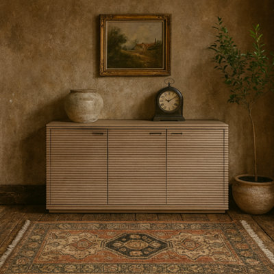 Wyld Haus Pirineus 3-Door Sideboard In Weathered Oak With Ribbed Doors from B&Q