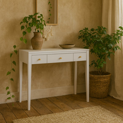 Wyld Haus Cordoba White Wood Grain Three Drawer Desk from B&Q