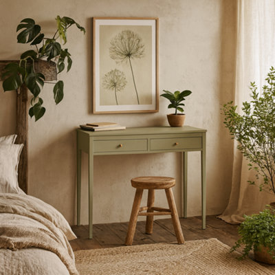Wyld Haus Maragogi Sage Green Wood Grain Two Drawer Desk from B&Q